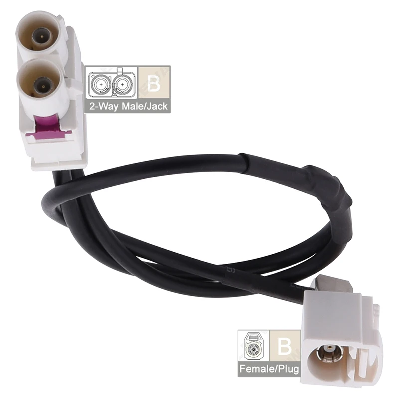 12V Car Antenna Signal Amp Booster FAKRA II Radio Antenna With Booster Adapter 1 Female To 2 Male For Volkswagen Skoda Audi