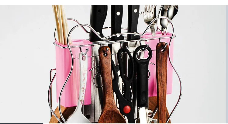 1pc Stainless Steel Kitchen Storage Holder Floor Type Kitchen Shelf Rack Pot Lid Cutting Board Holder Knife Tableware Organizer