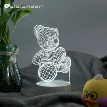 

New Light Night 3 Colors 3D LED Nachtlampje Creatieve Tafel Bedlampje Romantische Hart Beer licht Kids Gril Home Decoratie Gift