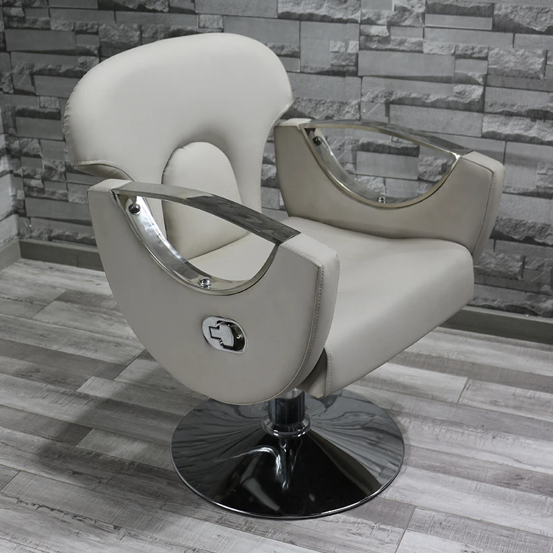 

Nordic Fashion Barber Shop Chair Net Red Chair Stainless Steel Handrail Modern Minimalist Can Put Down The Hair Salon Chair
