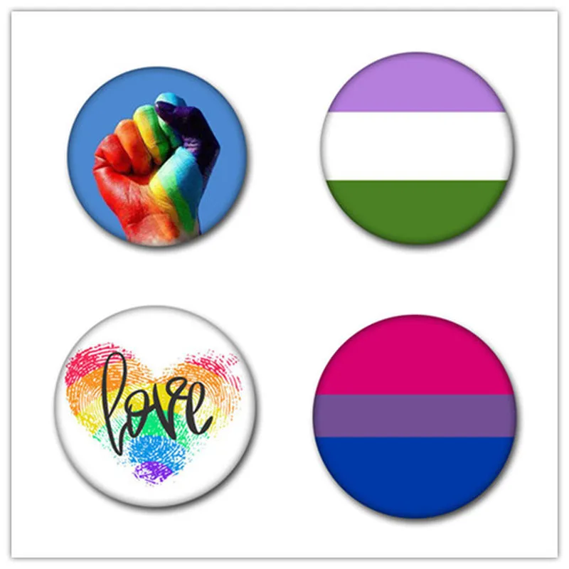 

T1 LGBT Pride Rainbow Flag Tinplate Badge Support Gay Lesbian Bisexual Transgender Symbol Pin Lgbt Icons Rozet Brooch