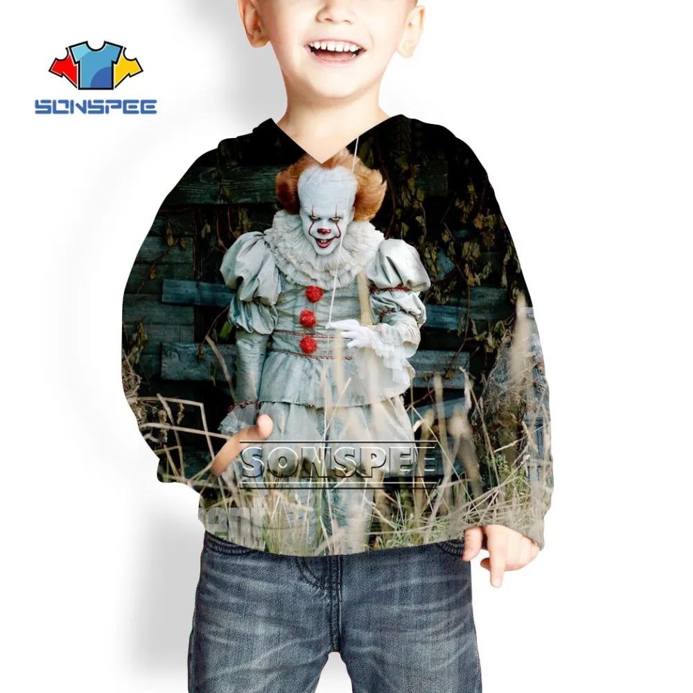 SONSPEE Stephen King's It clown Harajuku/футболка с 3d принтом для мальчиков и девочек-подростков/толстовки/шорты Детская одежда X213