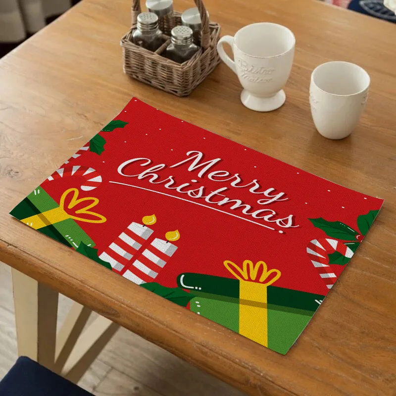 

TTLIFE Christmas Decor Tableware Durable Dinner Table Placemat Drink Coasters Bowl Cup Mats Tea Party Kitchen Accessories