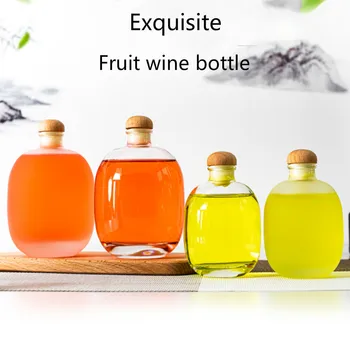 

250-500ml Frosted Fruit Wine Bottle Green Plum Hip Flask Sake Rice Wine Yellow Wine Container with Cork Preservation Bottle Jug