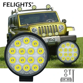 

Round 42W Barra LED 4x4 Work Light 12V 24V Car Lights Bright Beam Off-Road Flood IP68 Waterproof Spot light SUV ATV DRL Fog Lamp