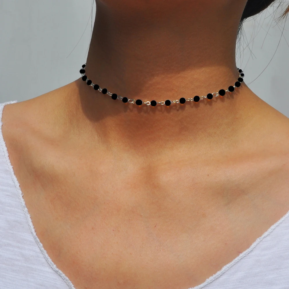 Necklace Beads Handmade Choker Fashion Jewelry White Black Simple Woman for Making XL984