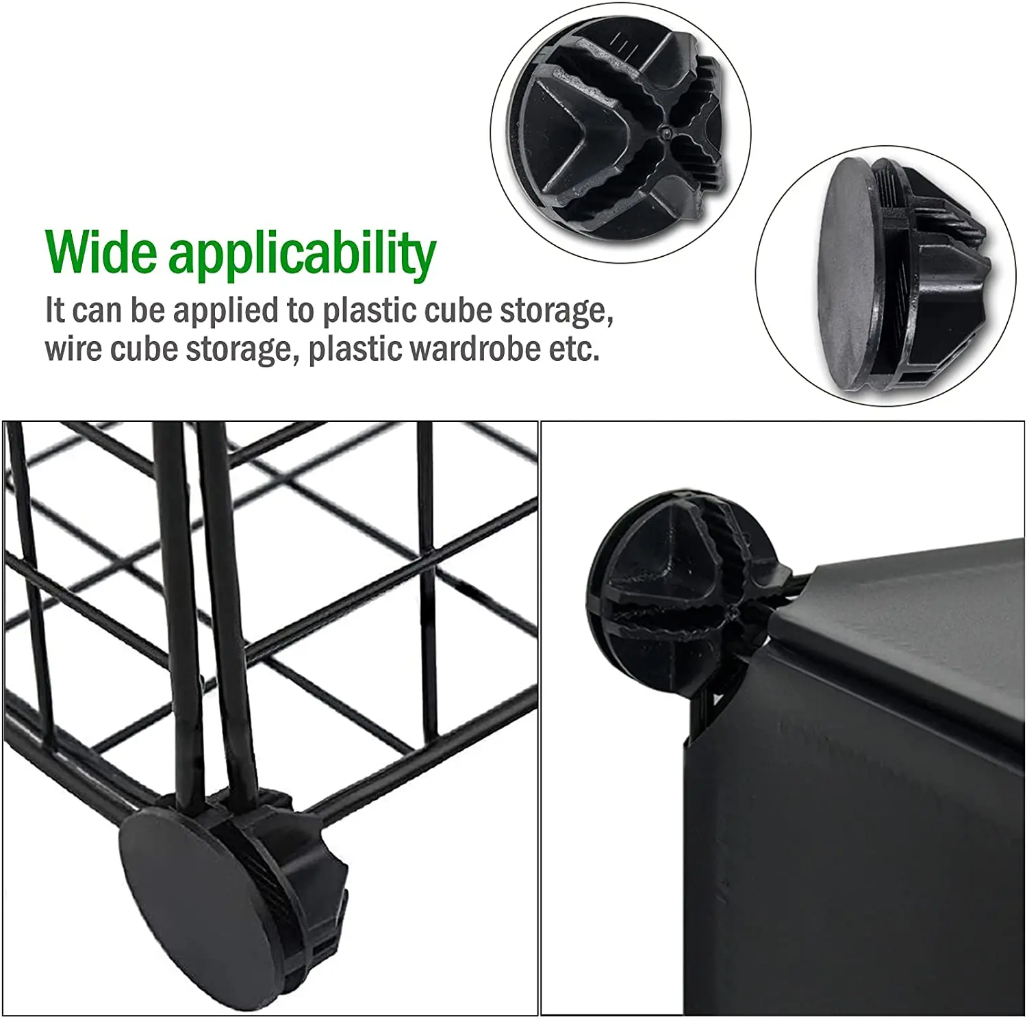 Small Black Grid Cube Connector Plastic Connectors 10pcs For Wire Shelving Unit DIY Modular Closet Wire Grid Storage Organizer cube storage organizers