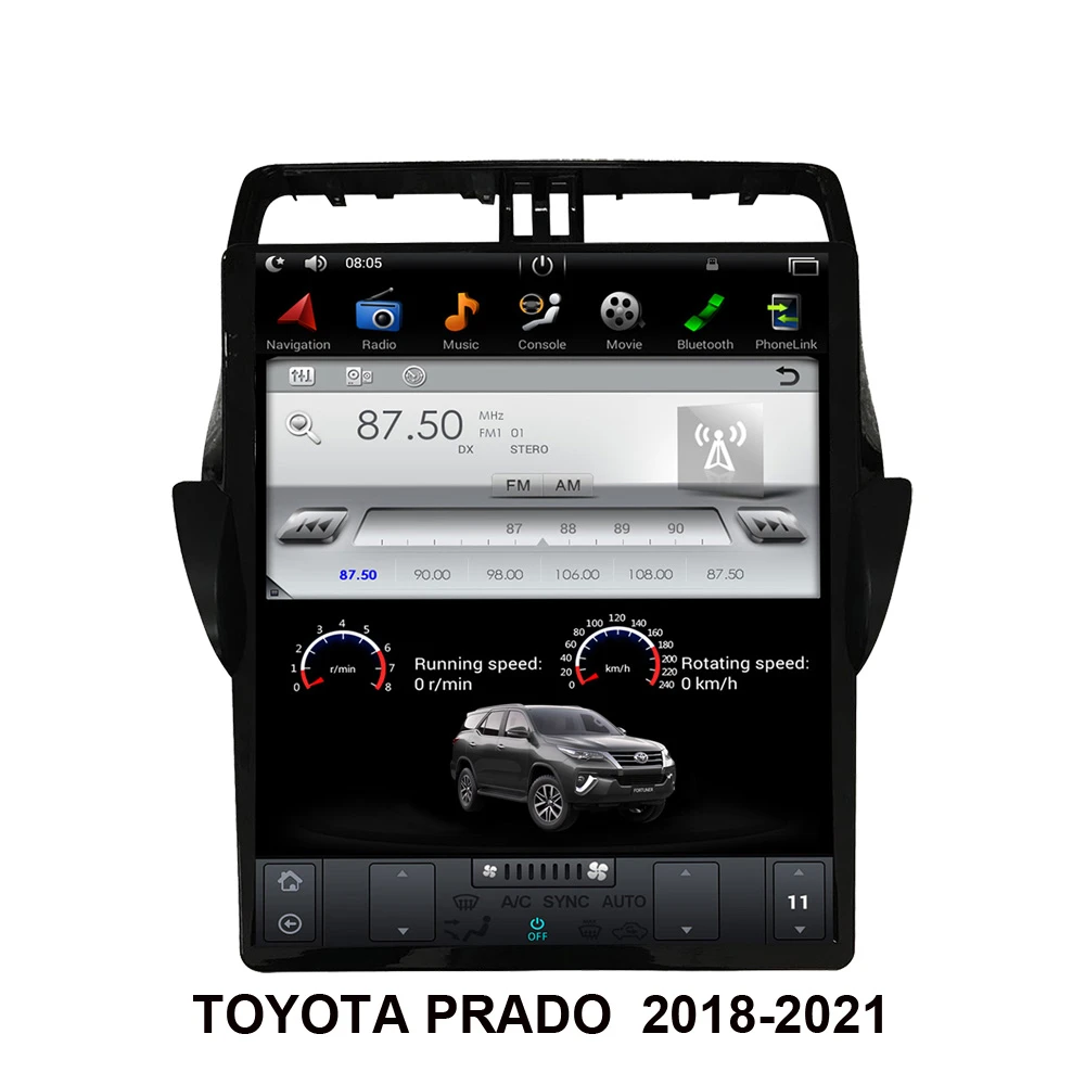 Android 9.0 Car GPS Navigation Tesla Style Vertical Screen Multimedia Player For TOYOTA PRADO 2018-2025 Auto Radio Stereo | Автомобили и