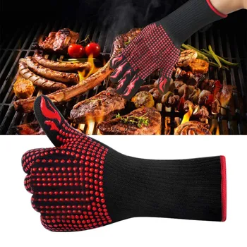 

1PC Undefined BBQ Grid Oven Gloves From Barbecue Heat Resistance Up To 800oC BBQ Accessories Baking Tools Kitchen Supplies