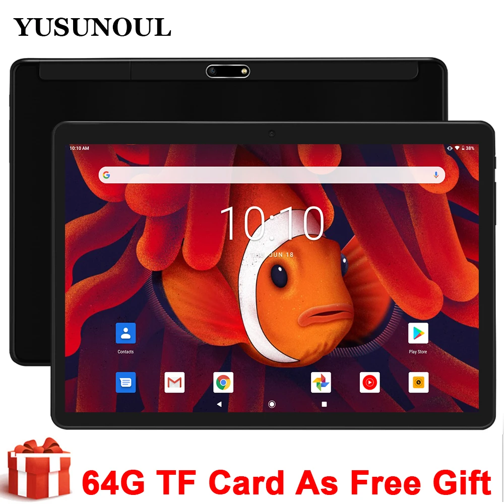 Планшет экран 10 дюймов 2 + 32 Гб ПЗУ ОС android 2020 Pie 2.5D стекло IPS две SIM-карты Play Store/A-GPS 9 0