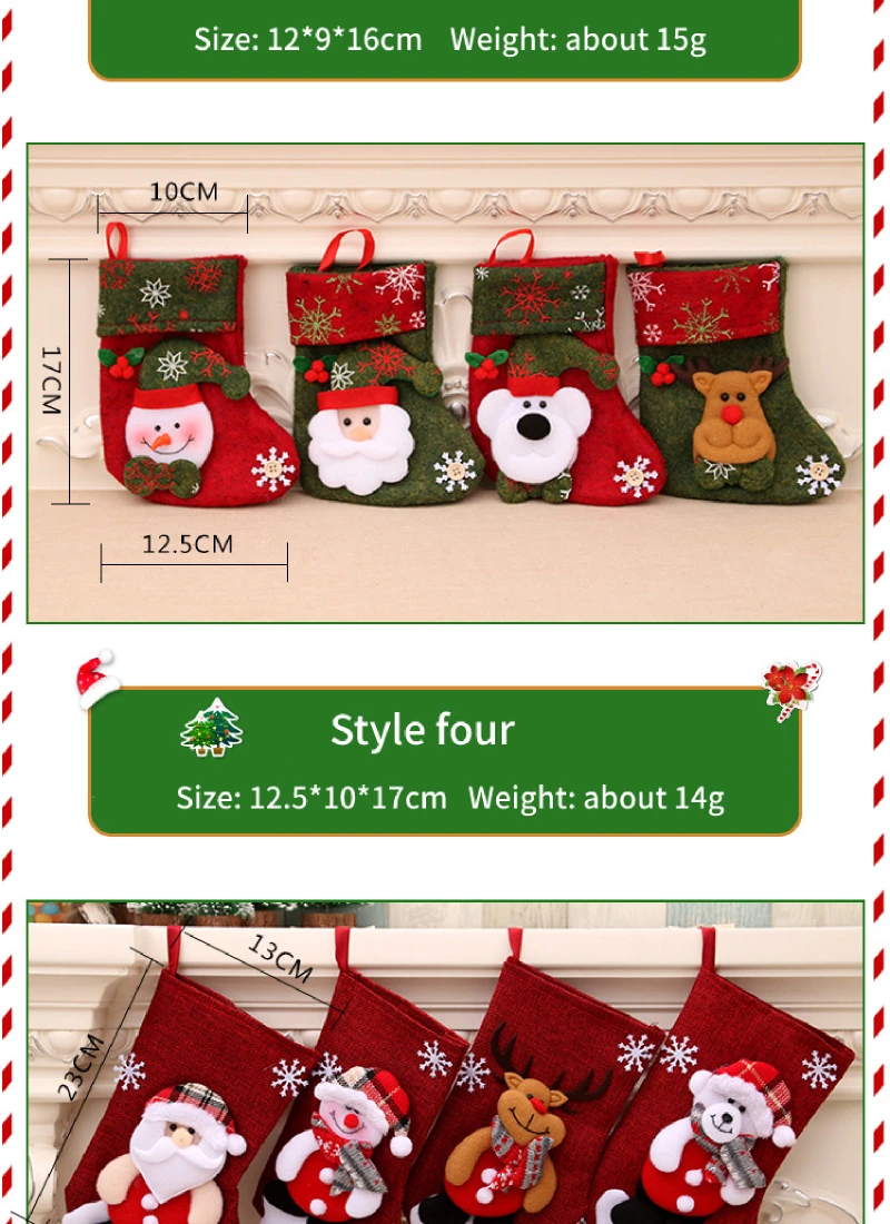 Santa Snowman Pendant Christmas Ornaments New Year Socks Christmas Decorations for Home Merry Christmas Tree Decorations Navidad