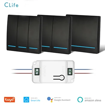 

Wifi inteligente DIY luz interruptor con receptor RF de 433Mhz botón Panel de transmisores de RF trabaja con Alexa Google vida i