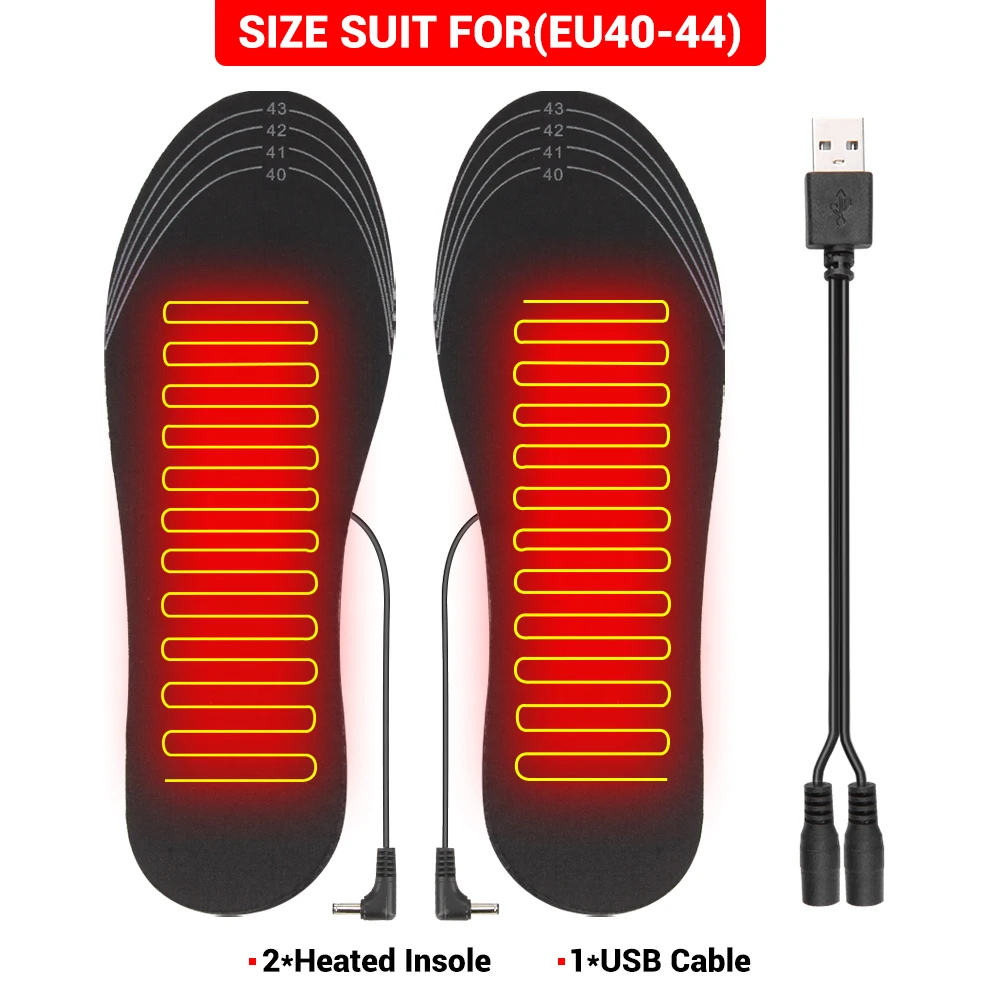 Мотоциклетная стелька с подогревом, USB нагревательная стелька, зимняя теплая подкладка для ног, теплые стельки для носков, уличные спортивные нагревательные сапоги, стелька 35-44 - Цвет: USB Cable 40-44