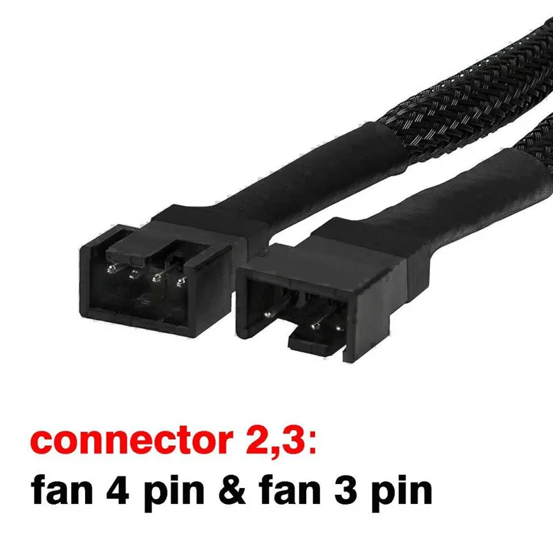 Angitu-mini 4-pin Placas Gráficas Fan Cabo Ph2.0 Pwm Gpu Dual Fan Splitter Adaptador de Mangas Pretas 30cm - Imagem 4
