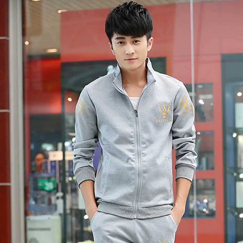 

Spring New Style Sports Set Men's Casual Cotton Hoodie Long Sleeve Stand Collar Plus-sized Menswear Sports Clothing