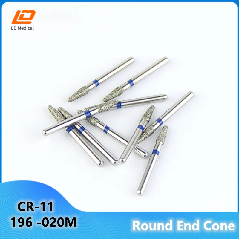 

10pcs/set Dental Dimond Burs Blue Rings CR-11 Medium Dental Burs 196-020M High Speed 1.6mm FG Shank Grinding Tools for Dentistry