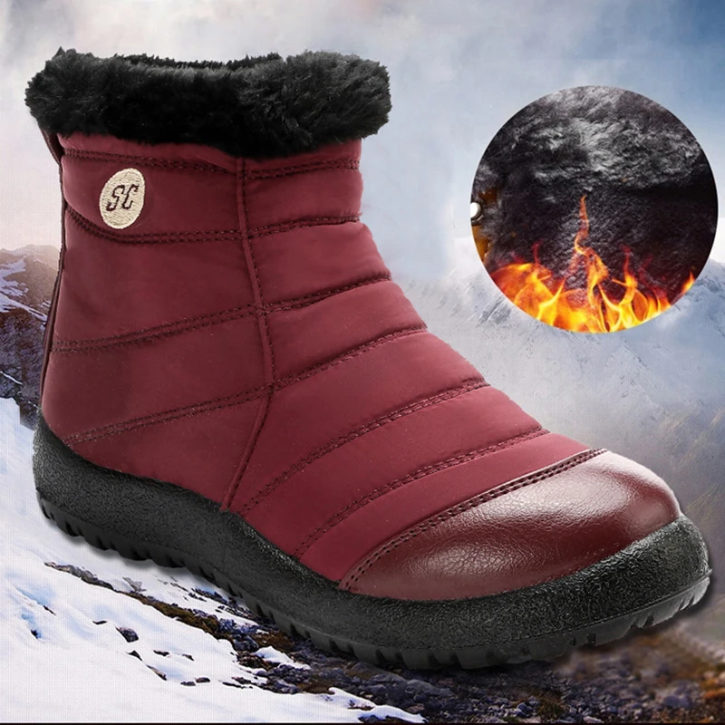 Botas femeni Botas de nieve para Mujer zapatos planos impermeables Botas femeni Botas de nieve para Mujer zapatos planos impermeables