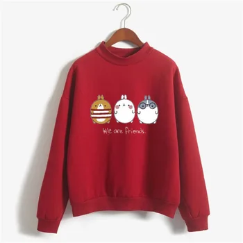 

2019 hoody autumn and winter women's sweatshirt three chinchillas cute print fashion style loose long sleeves