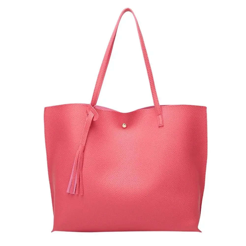 Женская сумка-мессенджер, сумки на плечо, большая кожаная сумка, женская черная сумка, женская сумка через плечо, популярная Женская Ручная сумка, подарок - Цвет: Ярко-розовый