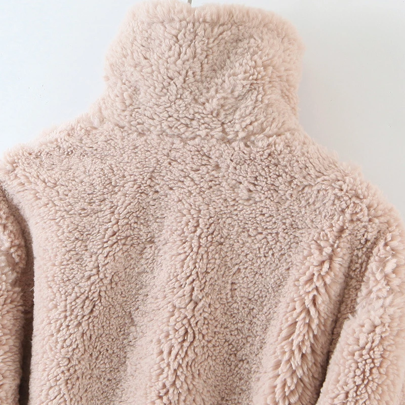 Wixra Lamb Wool Coats Womens New Soft Loose Casual