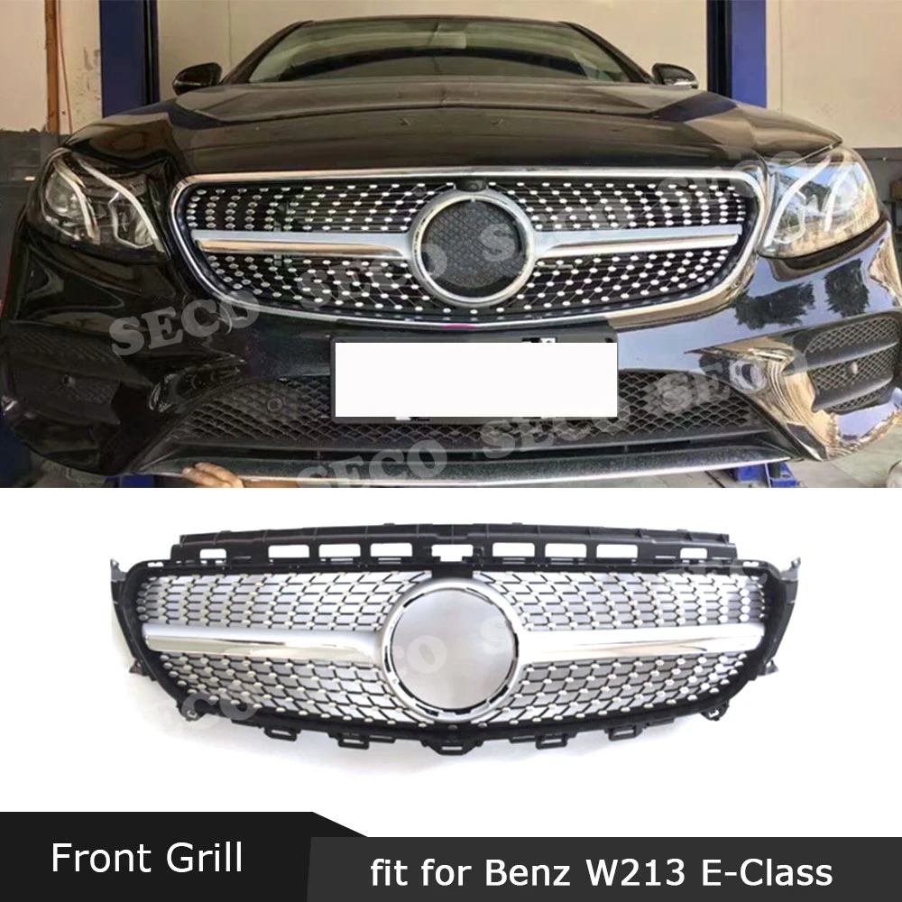 ABS передний бампер сетка гриль подтяжку лица Крышка для Benz E класс W213 E300 E350 E400- Алмазный стиль решетка без знака
