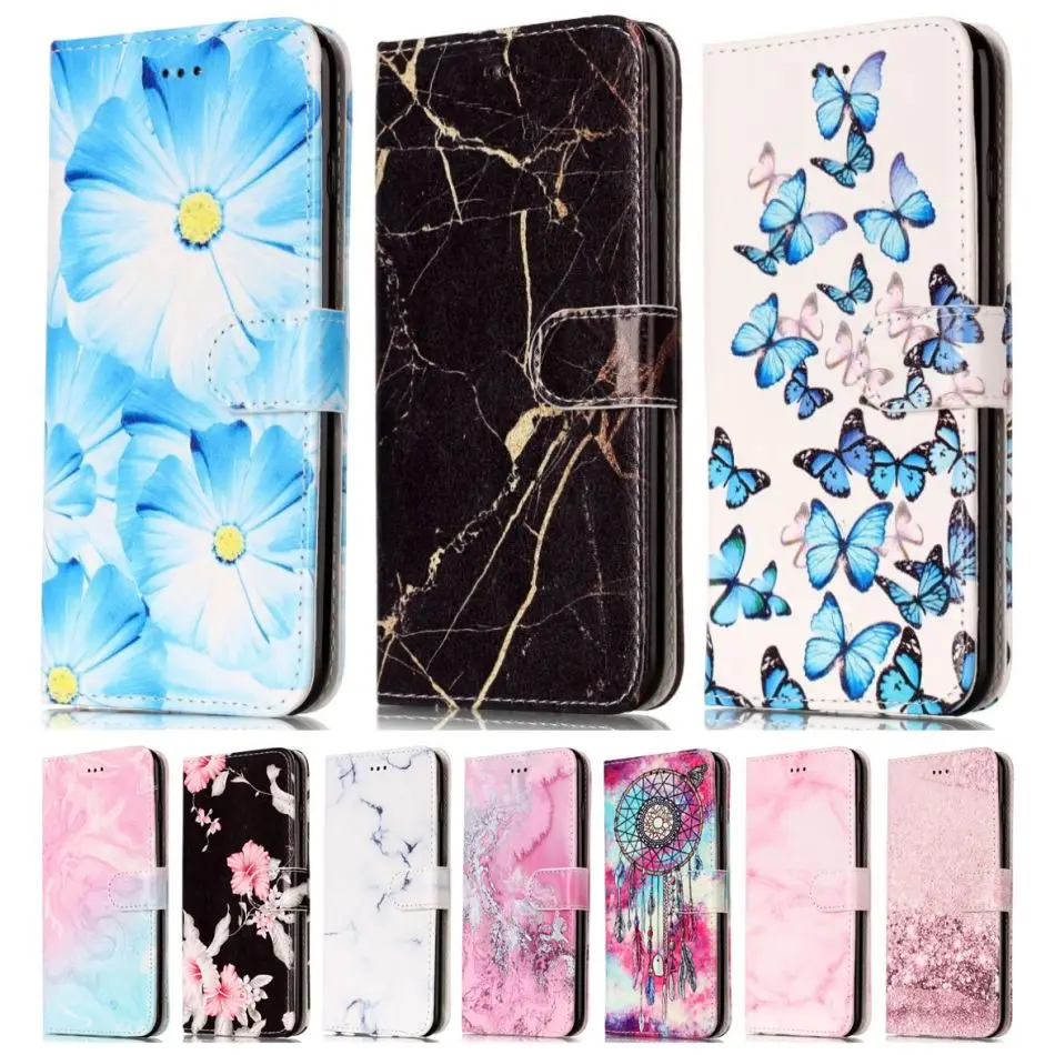 

PU Leather Case For Apple iPhone 11 Pro 2019 XS Max X XR 8 7 6 6S Plus 5 5S SE ipod touch 6 Wallet Card Stand Marble Fundas D01G
