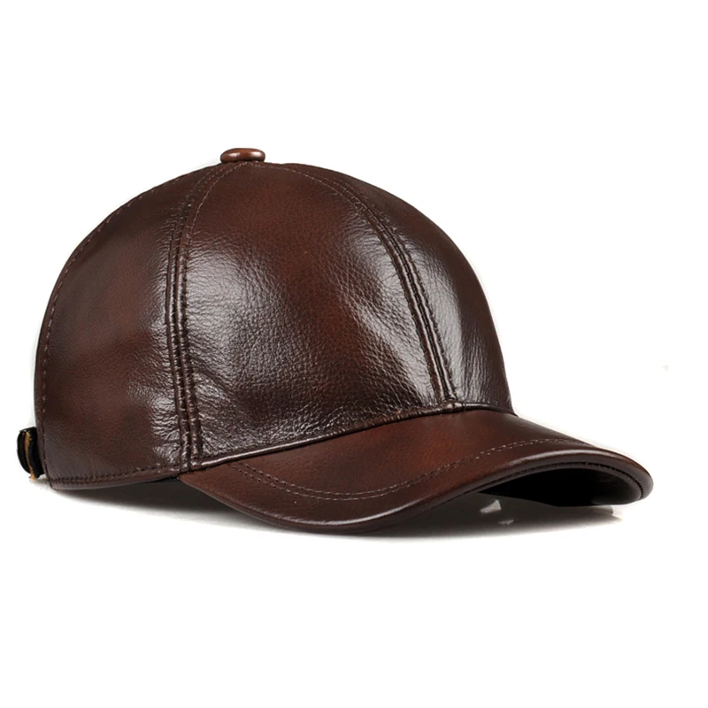 Spring Genuine Leather Baseball Sport Cap Hat Women's Men's Winter Warm Brand New Cow Skin Leather Newsboy Caps Hats 5 Colors 4