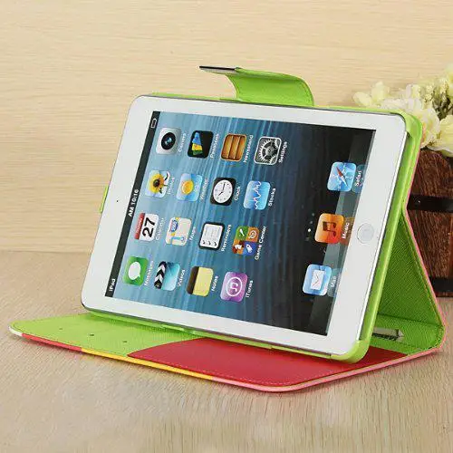 Чехол для ноутбука Ipad Mini красный желтый розовый искусственная кожа тип кошелька