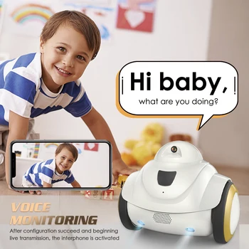 

R02 Robot Pet Camera Dog Camera WiFi Camera Home Security Pet Monitor 720P Camera Intelligent Interactive Robot for Cat Dog