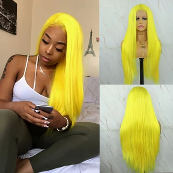 

Beautiful Diary Silky Straight Synthetic Lace Front Wig Yellow Color 13x4 Gluesless Lace Front Wig For Women Synthetic Hair Wigs