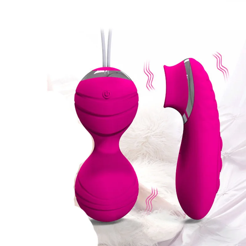 Silicone Shrink Yin Vagina Kegel BallsSmart Ball Vaginal Tight Exercise Machine + Wireless Remote Clitoris Stimulator Vibrators