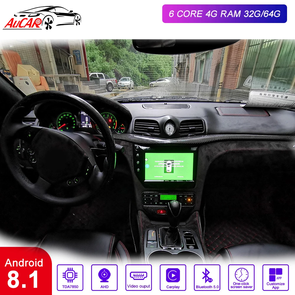 AuCAR " Android 8,1 DIN Автомобильный мультимедийный радио для Maserati GT/GC GranTurismo 2007- gps Навигация стерео аудио DVD плеер