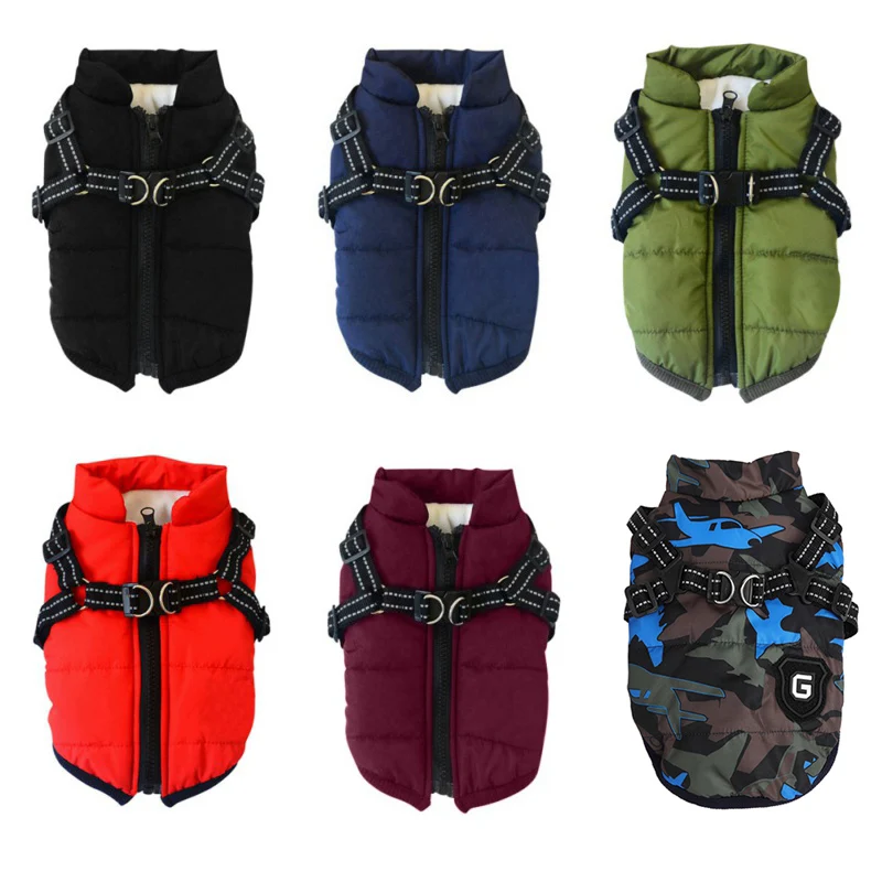 Pet Dog Jacket With Harness Thicker Warm Dog Clothes Coat For Small Medium Dog Chihuahua Yorkies