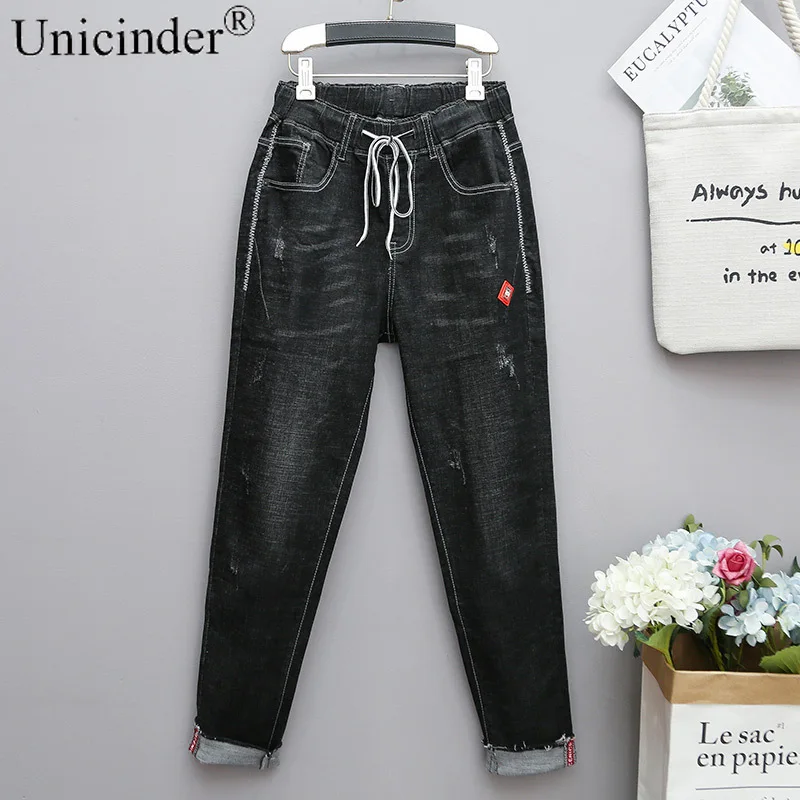 

Unicinder 2021 Jeans Plus Size Women's Loose Harem Pants Radish Pants Full Length Elastic Waist 5xl Plus Size for Women#3377