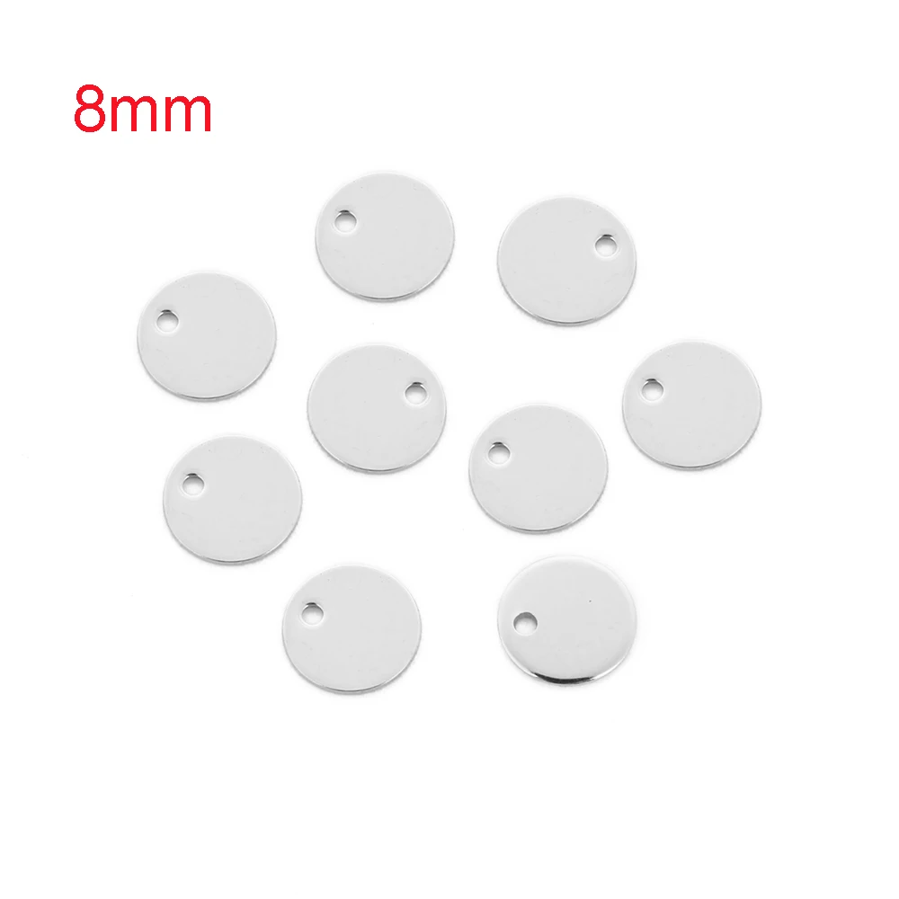 8mm 20 шт., Гладкий Круглый диск из нержавеющей стали, бирка 6, 7, 8, 10, 12, 14 мм, полированная, пустая, для тиснения монет, бирка для собак, Шарм для изготовления ювелирных изделий своими руками - Окраска металла: 8mm