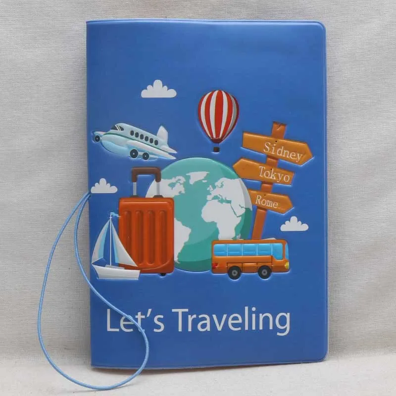 Let's Travel! Новейший стиль держатель паспорта из искусственной кожи синяя 3D
