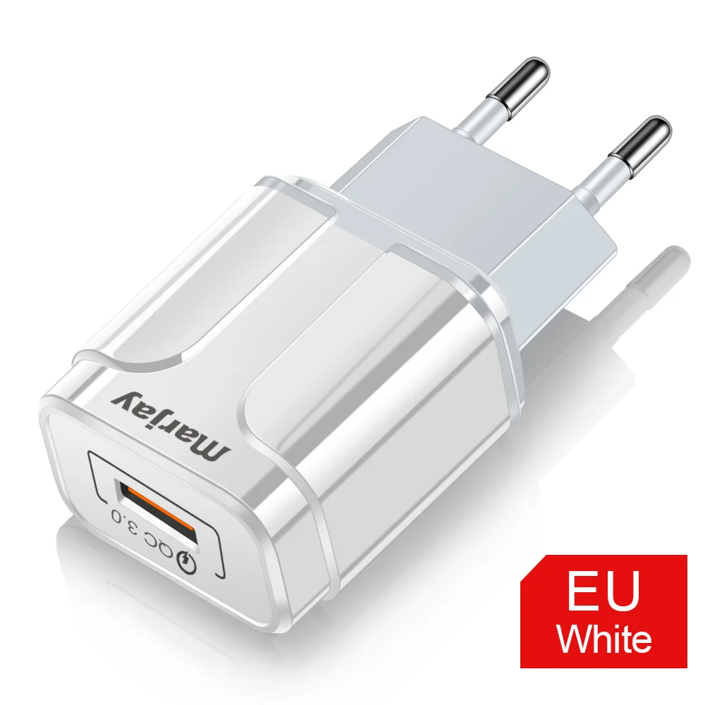Marjay 18 Вт Быстрая зарядка 3,0 USB зарядное устройство адаптер с европейской вилкой быстрое зарядное устройство для iPhone samsung S10 Xiaomi USB настенное зарядное устройство для мобильного телефона - Тип штекера: White EU Charger