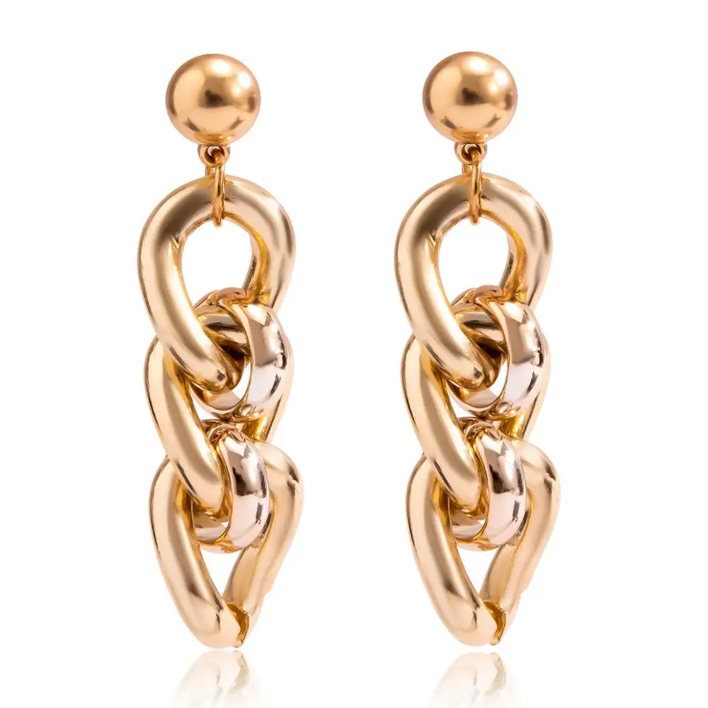 Link Chain Drop Dangle Earrings Chunky 