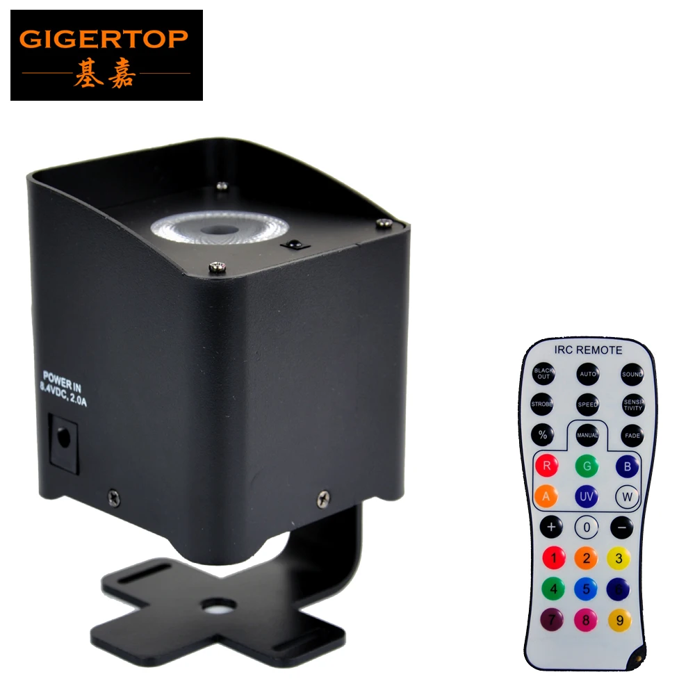 Gigertop 1 x 15W RGBWA UV 6IN1 Color Spot Battery Par Light Mini Size Hanging Bracket Truss Ceiling Wireless DMX Stage Led | Освещение