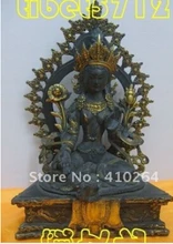 Envío Gratis tibetano Nepal budista de bronce SYAMA verde estatua de tara Buda de bronce S0039(China)
