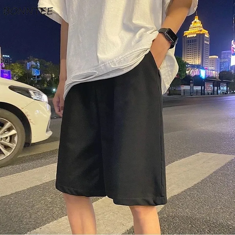Pantalones cortos de tabla para hombre, ropa de calle lisa y recta, informal, sencillo, combina con todo, hasta la rodilla, estilo Hip-hop, Unisex, estilo coreano