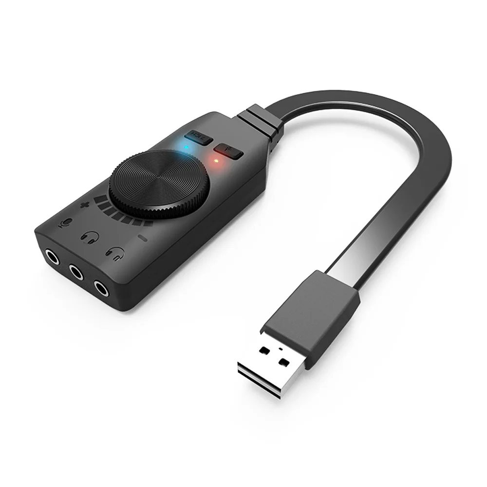 GS3 Virtual 7 1 Channel USB Sound Card Converter Adapter External Volume Adjustable For Windows Mac Linux Game Headphone
