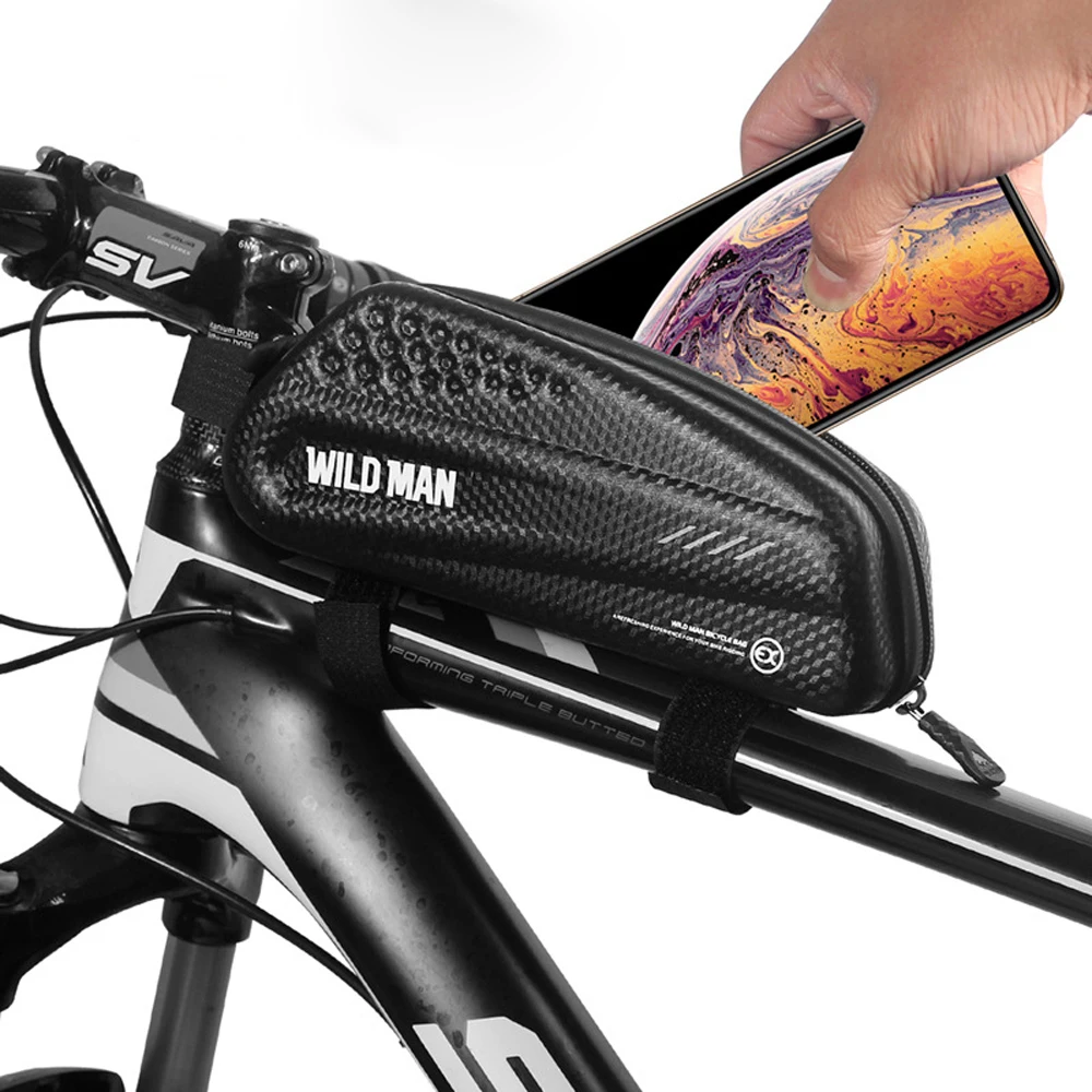WILD MAN Front Bicycle Bag Waterproof Rainproof Hard Shell MTB Top Tube Bike Bag Cycling Accessories