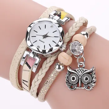 

Retro Women Quartz Watch Fashion Casual Owl Pendant Rhinestone Bracelet Watch Luxury Minimalist Metal Clock Relogio Feminino