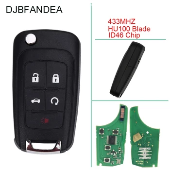 

DJBFANDEA 5 Buttons Remote Control Key Fob 433MHz With ID46 Chip for Chevrolet Cruze 2010 2011 2012 2013 2014 HU100 Blade