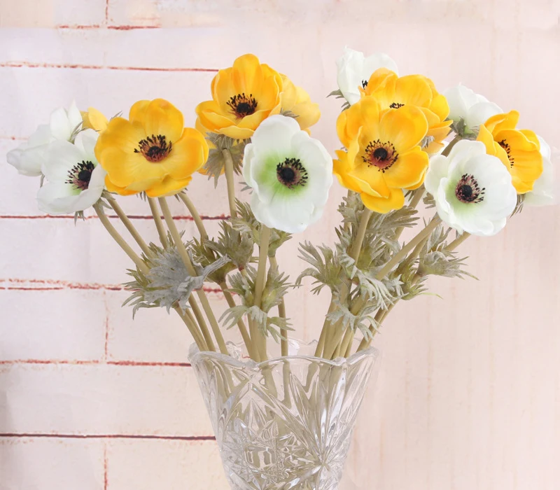 JAROWN Real Touch Artificial PU Anemone Flowers Silk Flores Artificiales Wedding Holding Fake Flowers Home Garden Decorative Wreath (61)