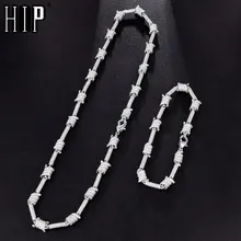 Хип-хоп 7 мм Iced Out Bling AAA CZ кубический цирконий спираль звено цепи ожерелье браслет для мужчин рэппер ювелирные изделия медный Золотой Серебряный