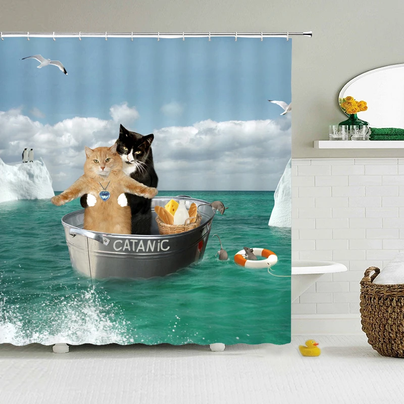 Feelyou Cortina de chuveiro gatinho fofo gato desenho animado gato cortina  de banho kawaii gatos e flores conjunto de cortina de chuveiro para  crianças crianças amantes de gatos crianças acessórios de banheiro