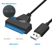 Nowe USB 2.0 SATA 3 kabel Sata do adaptera USB do 6 gb/s obsługa 2.5 cali zewnętrzny dysk SSD dysk twardy HDD 22 kabel Sata III