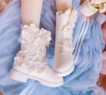 

Original European station front zipper short boots high-top Martin boots flat women's boots 2020 lolita shoes